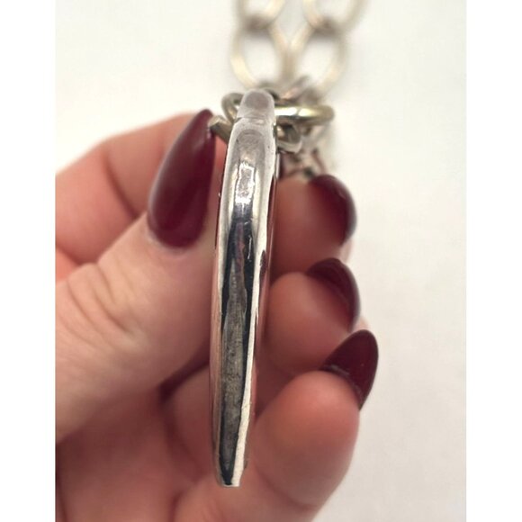 Silver Heart Pendant Necklace With Chain & Toggle Clasp 925 - Picture 5 of 7